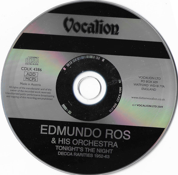 Edmundo Ros & His Orchestra Tonight's The Night - Decca Rarities 1952-63 *CD* CD Mint (M) Mint (M)