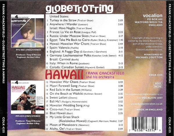 Frank Chacksfield & His Orchestra Globetrotting / Hawaii *CD* CD Mint (M) Mint (M)