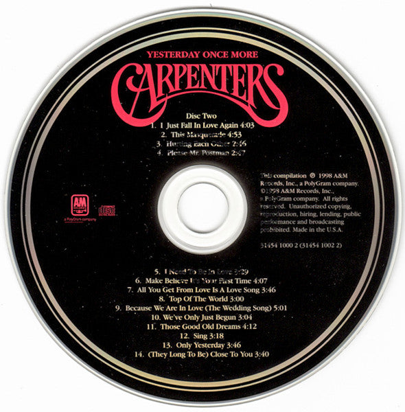 Carpenters Yesterday Once More *CD* 2XCD Mint (M) Mint (M)