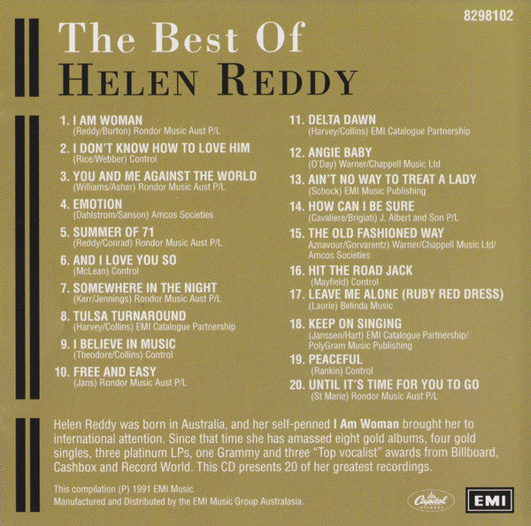 Helen Reddy The Best Of Helen Reddy *CD* CD Mint (M) Mint (M)