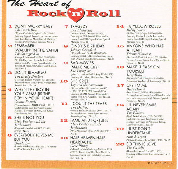 Various The Heart Of Rock 'N' Roll - The Early '60s *CD* 10" Mint (M) Mint (M)