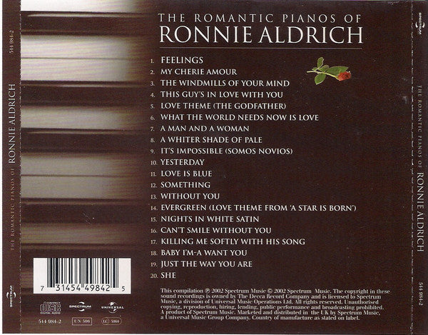 Ronnie Aldrich The Romantic Pianos Of Ronnie Aldrich *CD* CD Mint (M) Near Mint (NM or M-)