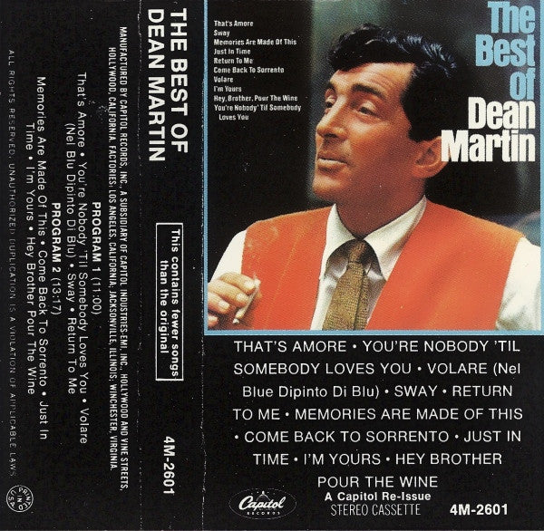 Dean Martin The Best Of *CASSETTE* Cass Near Mint (NM or M-) Near Mint (NM or M-)