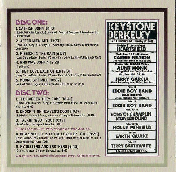 The Jerry Garcia Band Garcia Live Volume 21 (February 13th, 1976 Keystone, Berkeley CA) *CD* CD Mint (M) Mint (M)