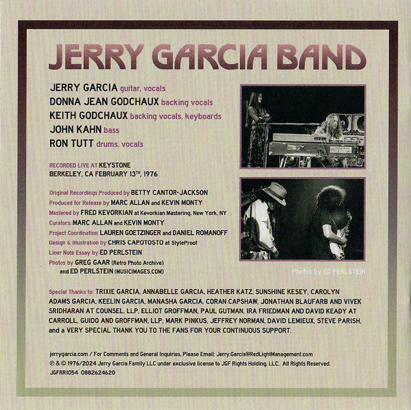 The Jerry Garcia Band Garcia Live Volume 21 (February 13th, 1976 Keystone, Berkeley CA) *CD* CD Mint (M) Mint (M)