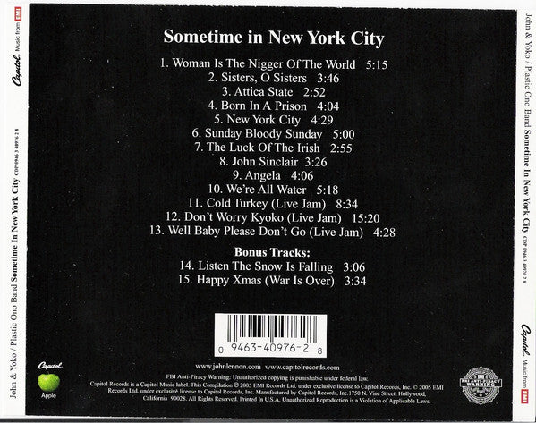 John Lennon & Yoko Ono Some Time In New York City *CD* CD Near Mint (NM or M-) Near Mint (NM or M-)