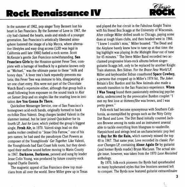 Various Classic Rock - Rock Renaissance IV *CD* CD Near Mint (NM or M-) Near Mint (NM or M-)