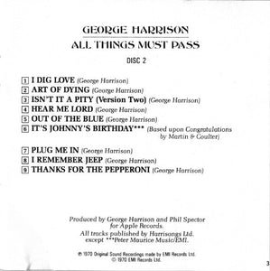 George Harrison All Things Must Pass *2XCD* 2xCD, Album Very Good Plus (VG+) Excellent (EX)